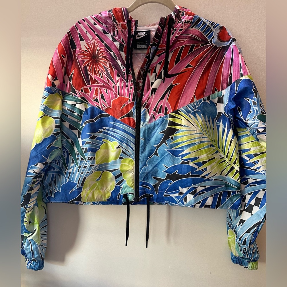 Nike Cropped Windbreaker Jacket Floral Print Size Small